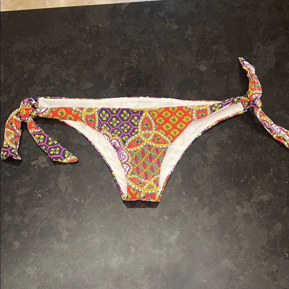 Billabong Red and Purple Bikini Bottom with Adjustable Side Ties
